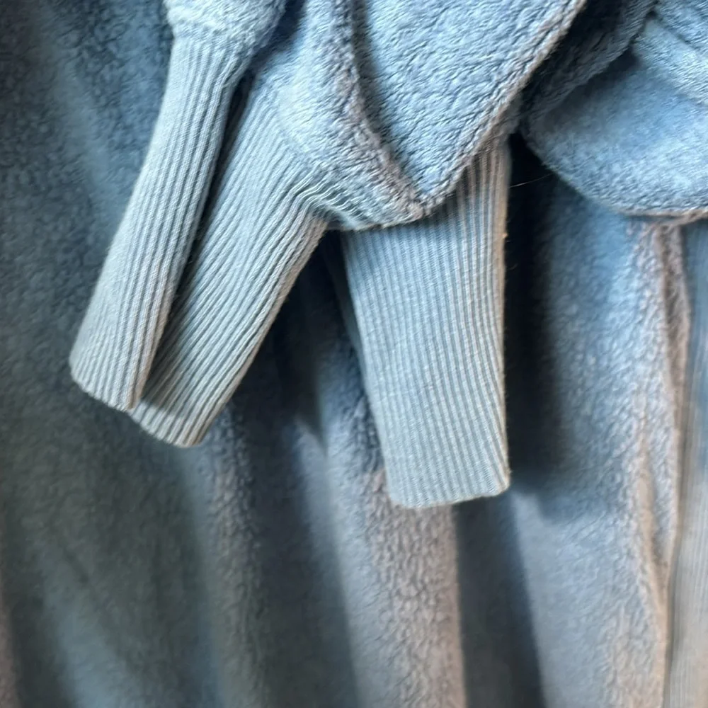 Aerie Cozy Good Vibes Oversized Crewneck Sweatshirt split sides, Blue XS lounge